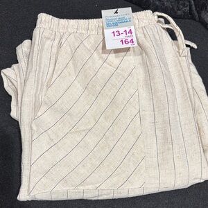 Primark Beige Striped Wide Leg Pants with pockets.